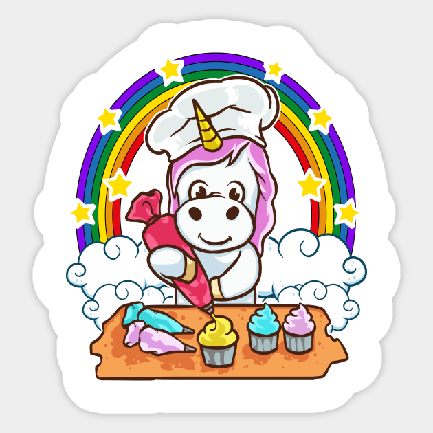 Unicorn Backing Cupcake - Unicorn Cupcake - Sticker | TeePublic AU